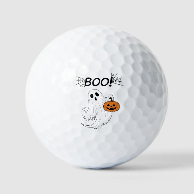 Balles De Golf Jack-o’ lanterne et un fantôme blanc Boo Halloween (Recto)