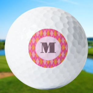 Balles De Golf Jacquard de preppy rose vif personnalisé monogramm