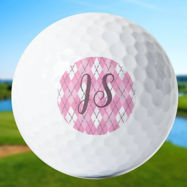Balles De Golf Jacquard rose pâle mignon dames monogramme personn (Créateur téléchargé)