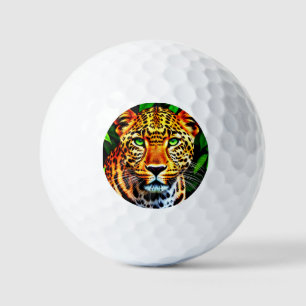 Balles De Golf Jaguar Léopard Gros Plan sur le Visage aux Yeux Ve