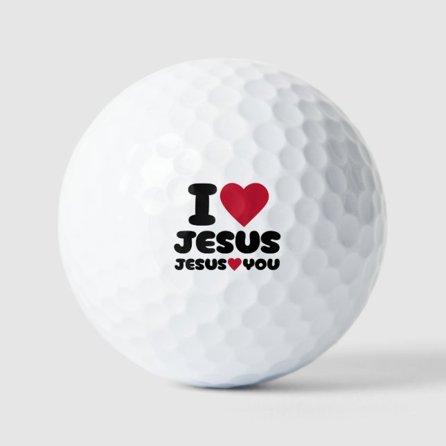 Balles De Golf J'aime Jésus et Jésus t'aime chrétien (Recto)