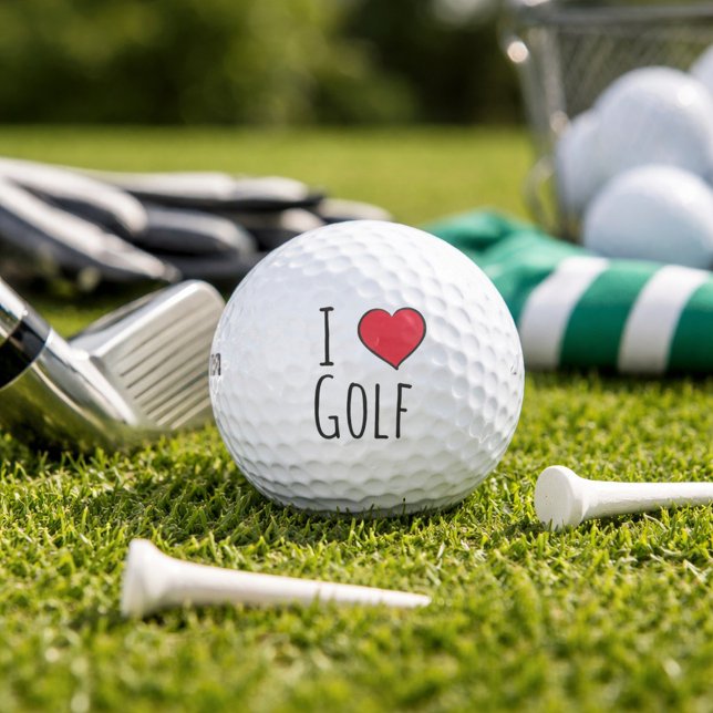 Balles De Golf J'aime le coeur rouge du golf (Créateur téléchargé)