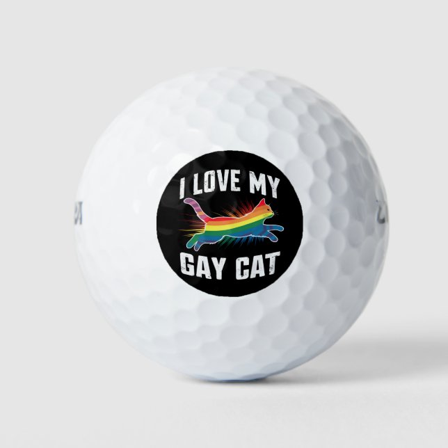 Balles De Golf J'Aime Mon Chat Gay Funny Rainbow Pride Lgbt (Devant)