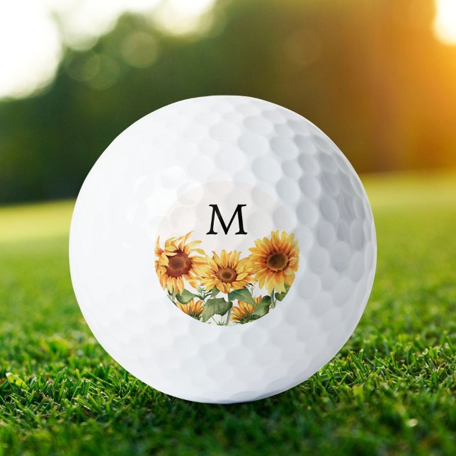 Balles De Golf Jardin de tournesol Jaune Monogramme (In situ)