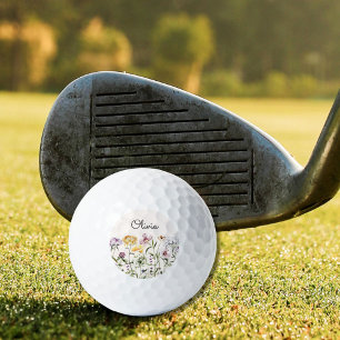 Balles De Golf Jardin Fleur sauvage de l'aquarelle monogramme