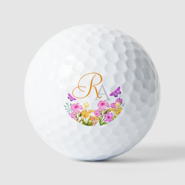 Balles De Golf Jardin Floral Monogram Golf Balls (Recto)