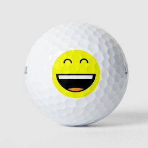 Balles De Golf Jaune drôle Emoji riant de sourire