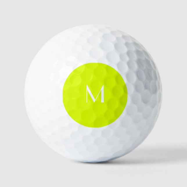 Balles De Golf jaune fluorescent - monogramme blanc (Recto)
