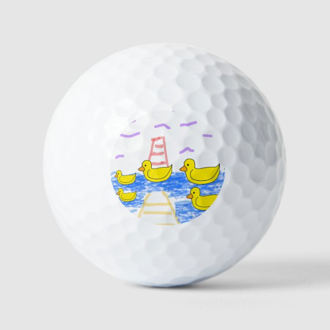 Balles De Golf Jaune Jaune Jaune Jaune Rouge Lighthouse Golf Ball (Recto)