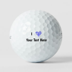 Balles De Golf Je (Drapeau Grec Funky Heart) Votre Texte