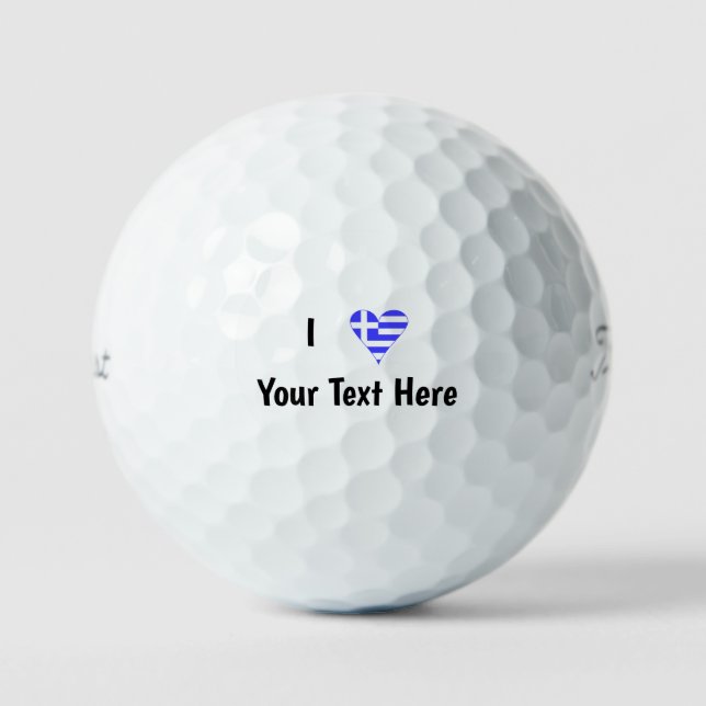 Balles De Golf Je (Drapeau Grec Funky Heart) Votre Texte (Recto)