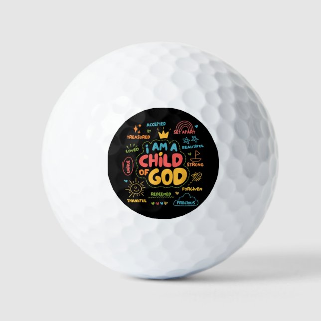Balles De Golf Je suis un Enfant de Dieu Rétro chrétien Jésus Foi (Recto)