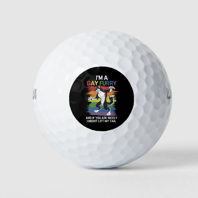 Balles De Golf Je suis une Gay Furry Fox Rainbow Pride LGBTQ (Devant)