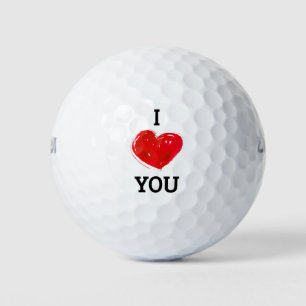 Balles De Golf Je t'aime Coeur Rouge Moderne Saint Valentin