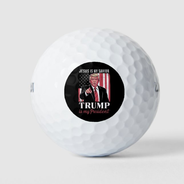 Balles De Golf Jésus Est Mon Sauveur Trump Est Mon Élection À La  (Devant)