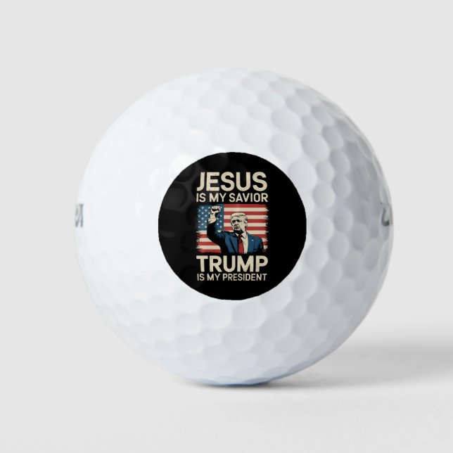 Balles De Golf Jésus est mon sauveur Trump est mon président 47 U (Devant)