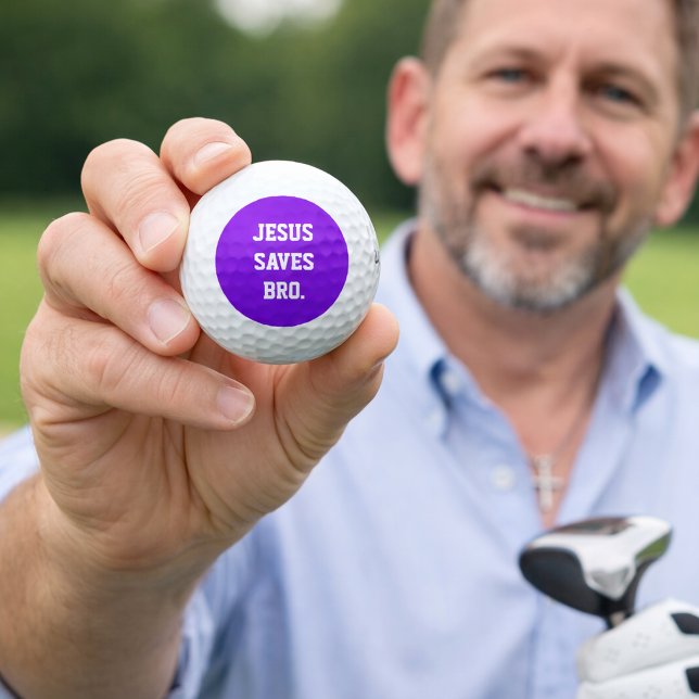 Balles De Golf Jésus Sauve Frère. Violet Néon  (Créateur téléchargé)