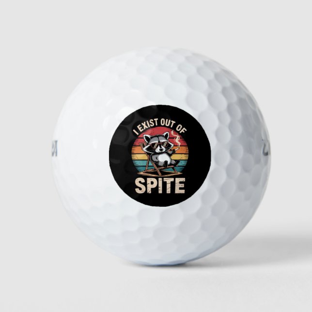 Balles De Golf J'Existe De Spite Funny Raccoon Vintage (Devant)