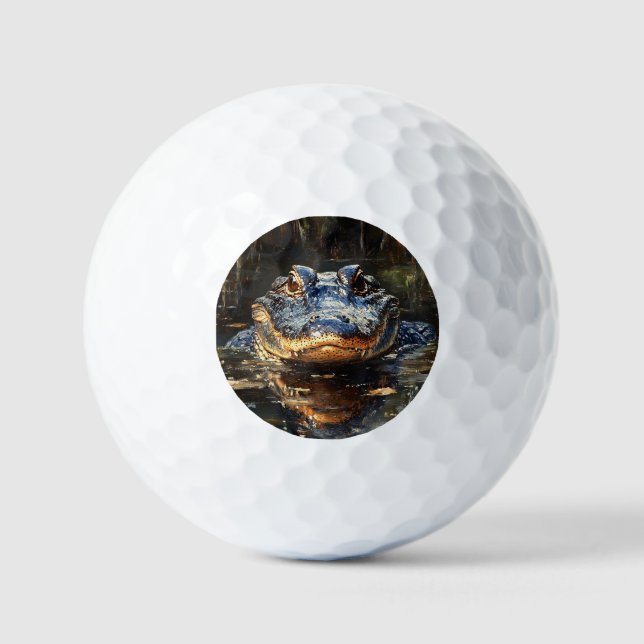 Balles De Golf Joli Alligator en Floride Everglades Peinture (Recto)