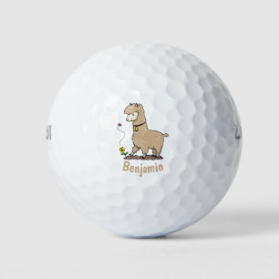 Balles De Golf Joli alpaga joyeux avec dessin animé de papillon