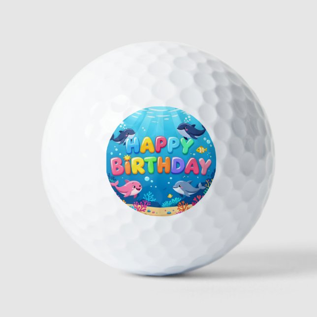 Balles De Golf Joli Anniversaire dauphin marin (Recto)