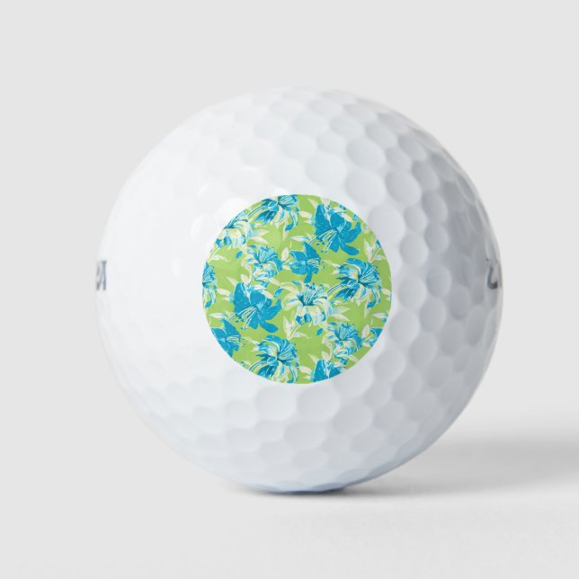 Balles De Golf Joli bleu vert transparent lièvre floral (Devant)