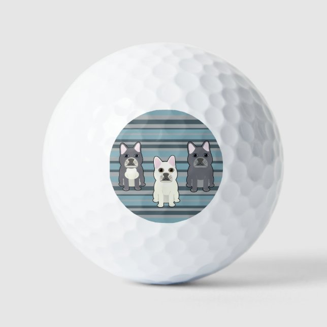 Balles De Golf Joli Bouledogue Français rayé bleu (Recto)