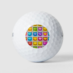 Balles De Golf Joli couleur Carré Carreaux de coeur Motif