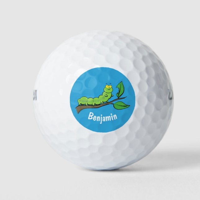 Balles De Golf Joli dessin animé de chenille verte mignonne (Devant)