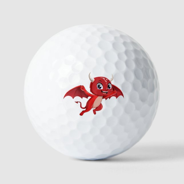 Balles De Golf Joli diable volant de dessin animé (Recto)