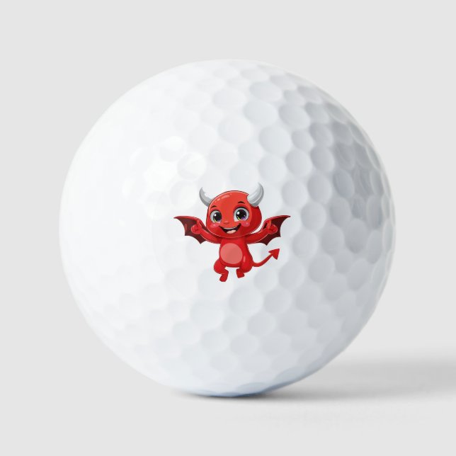 Balles De Golf Joli diable volant de dessin animé (Recto)