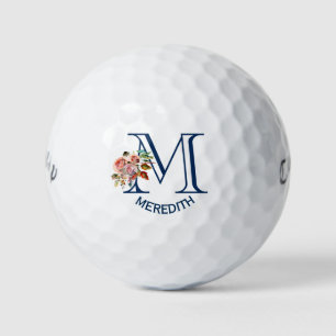 Balles De Golf Joli Élégant Floral Monogramme Personnalisé