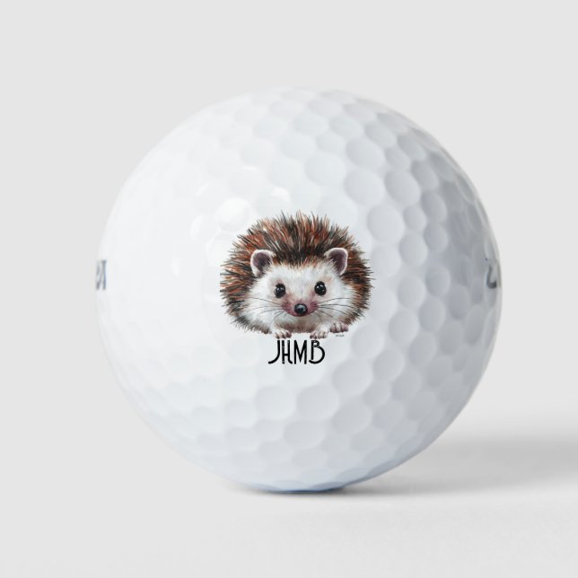 Balles De Golf Joli hérisson animal monogramme art (Devant)