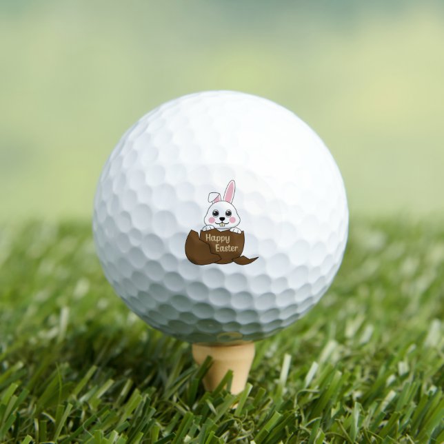 Balles De Golf Joli lapin blanc dans un oeuf au chocolat Joyeux P (T-shirt Insitu)