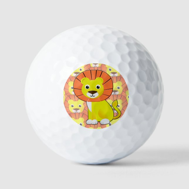 Balles De Golf Joli Lion Bébé sur tout le Motif d'impression (Recto)