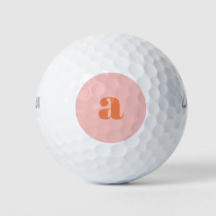 Balles De Golf Joli monogramme rose pastel orange lettrage rétro
