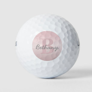 Balles De Golf Joli monogramme rose personnalisable & écriture de