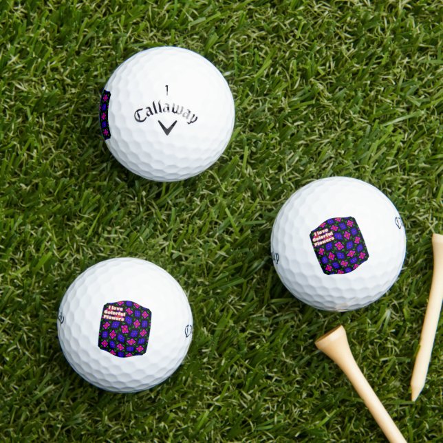 Balles De Golf Joli Motif de fleurs roses (Herbe in situ)