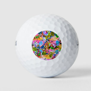 Balles De Golf Joli papier de fleurs mélangé cachemire abstrait c