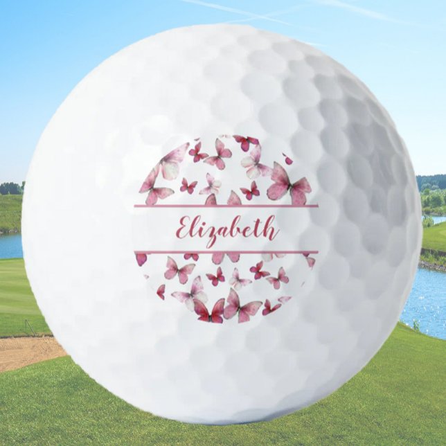 Balles De Golf Joli papillon rouge avec nom personnalisé dames (Créateur téléchargé)