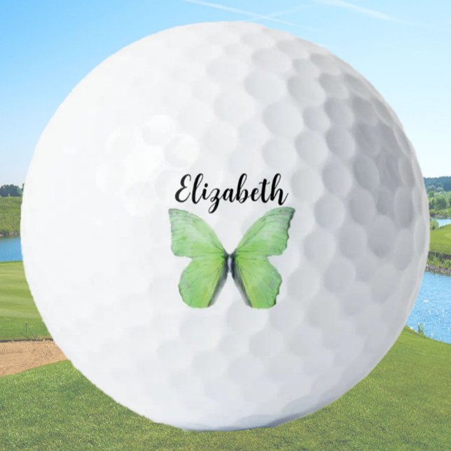 Balles De Golf Joli papillon vert nom personnalisé dames (Créateur téléchargé)