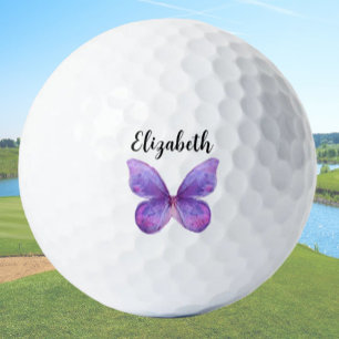 Balles De Golf Joli papillon violet nom personnalisé dames