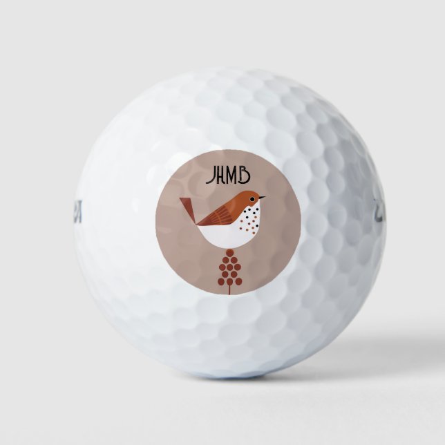 Balles De Golf Joli petit oiseau animal monogramme art (Devant)