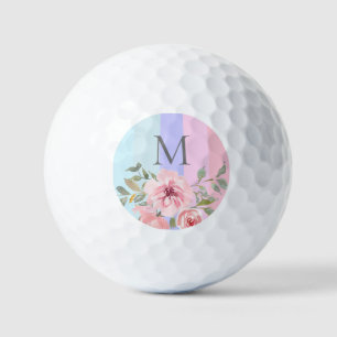 Balles De Golf Joli rose Bleu Bleu Strigramme Floral