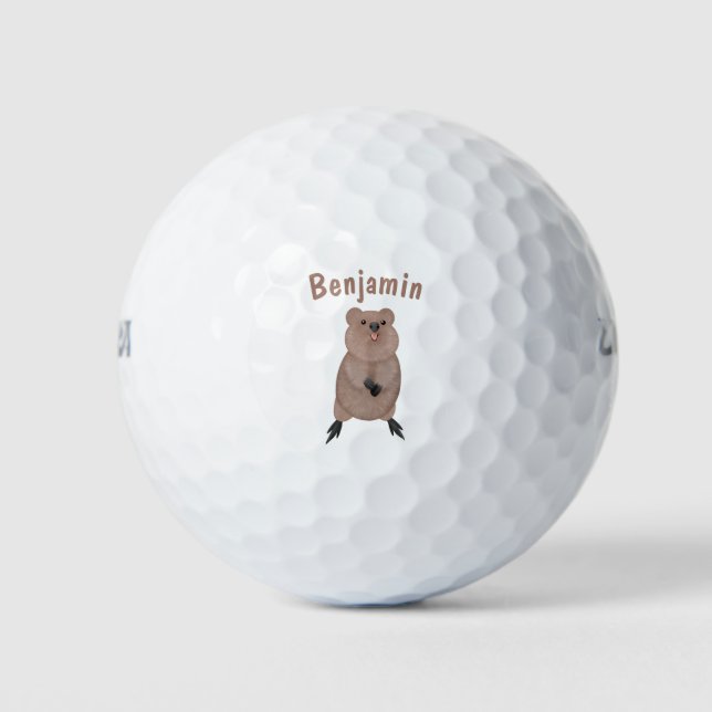 Balles De Golf Joli sourire mignon dessin animé quokka (Devant)