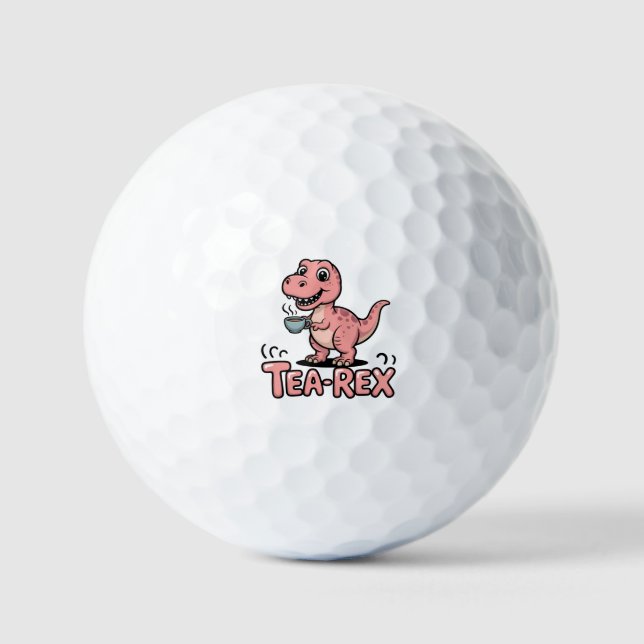 Balles De Golf Joli Tea-Rex Dinosaure Rose – Le Thé Arrive ! (Recto)