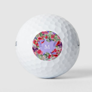 Balles De Golf Jolie aquarelle monogramme Floral