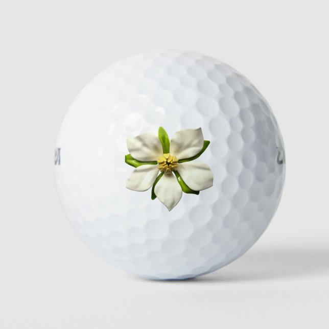 Balles De Golf Jolie fleur de Magnolia blanc ou votre logo floral (Devant)