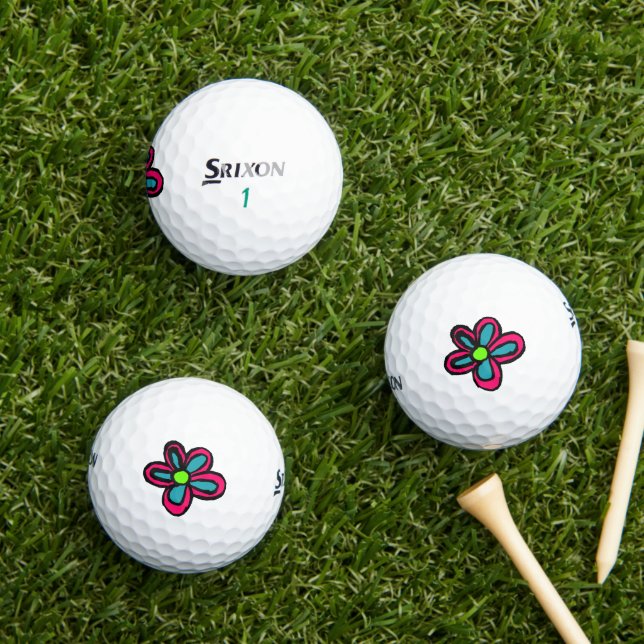 Balles De Golf Jolie Fleur Rose (Herbe in situ)