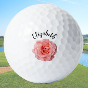 Balles De Golf Jolie rose rose fleur nom personnalisé dames